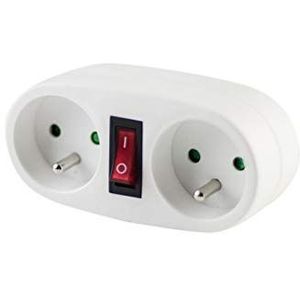 Biplite - Domino Schakelaar - Stekkerdoos - Wit - 2 x 16 A