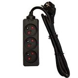 Chacon - Multistekkerdoos - Zwart - 3 x 16 A - 1,5 m