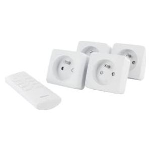 Kit met 4 minischakelstopcontacten + afstandsbediening
