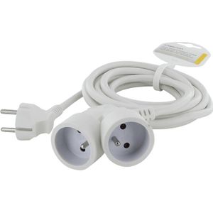 Verlengsnoer HO5VVF 3G1,5-3m dubbele kop wit
