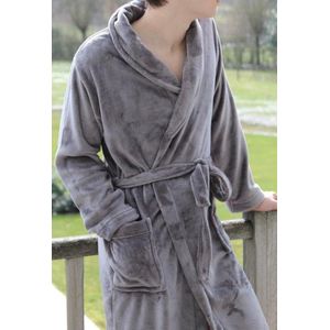 Grand Luxe - Badjas - Fleece - Antraciet - maat M/L