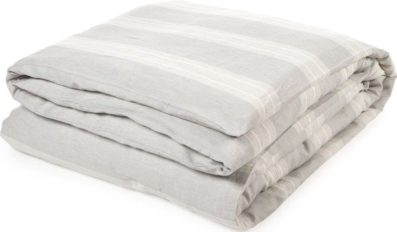 Libeco - Sisco Stripe - Dekbedovertrek - Grijs - Linnen - 200 x 200 cm