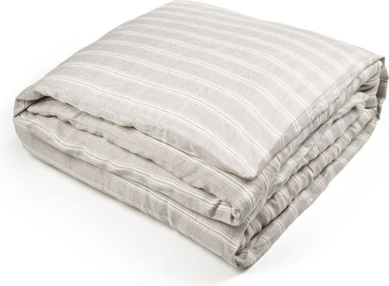 Libeco - Guest House Stripe - Dekbedovertrek - Grijs - Linnen - 240 x 220 cm