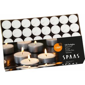 SPAAS - 120 stuks Theelichten doos -  ± 6 branduren - Wit - 120 x Theelichtjes