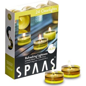 SPAAS 24 Clearlights Geur, theelichten in transparante beker, ± 4,5 uur - Refreshing Lightness