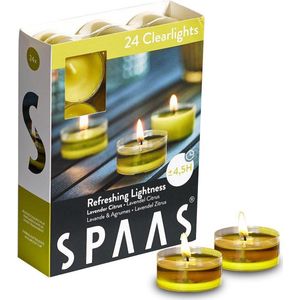 Spaas Clearlights Geparfumeerde Waxinelichtjes - Refreshing Lightness - Lavender & Citrus - 24 Stuks