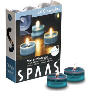 SPAAS 24 Clearlights Geur, theelichten in transparante beker, ± 4,5 uur - Mist of Nostalgia