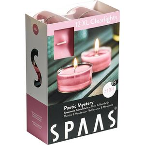 SPAAS 12 Maxi Clearlights Geur, theelichten in transparante beker, ± 10 uur - Poetic Mystery