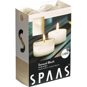 SPAAS 12 Maxi Clearlights Geur, theelichten in transparante beker, ± 10 uur - Sensual Blush