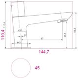 Vision Fontein Kraan - Materiaal : Messing - Zonder Flexibel Geleverd. Afm. : 4,5 X 11 X 14,5 Cm