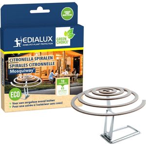 Edialux Mosquiway® Citronella Spiralen - voor zorgeloze avonden in de tuin zonder muggen Anti Muggen Spiraal - Anti Muggen Wierook - Anti Muggen - Citronella - Muggen