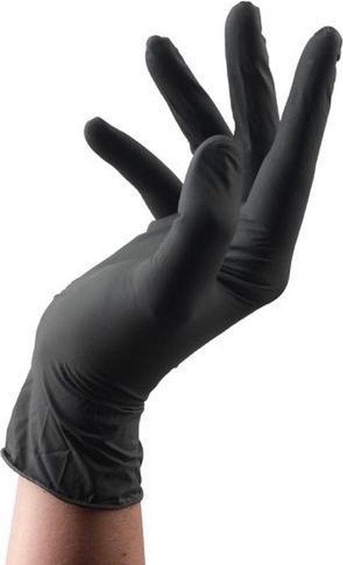 BLACK LATEX HANDSCHOENEN 100 STUKS LARGE