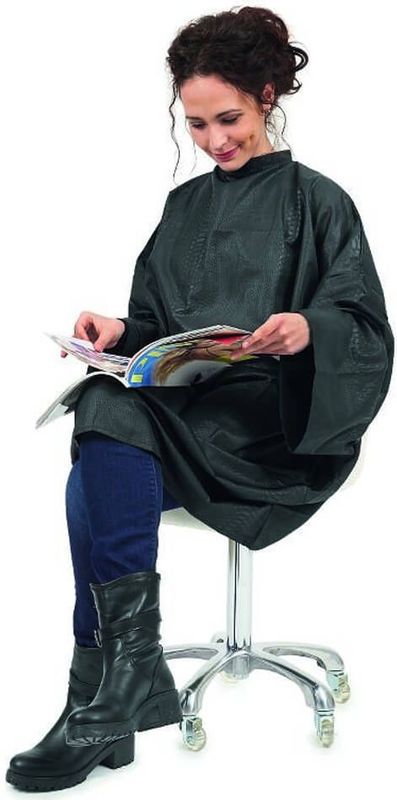 Sibel - Frisørslag - Zwart - Slangenleer Look - Met Mouwen - 178x100cm