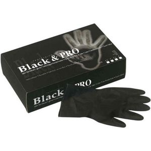 HANDSCHOEN - LATEX - ZWART - SATIN - 20ST