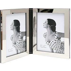 Deknudt Frames S58MC4-H2-10.0X15.0 fotolijst Diptych Glanzend Zilver - Zwart Lederen Cover 19,8 x 19,4 x 1,3 cm