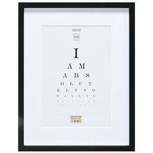 Deknudt Frames S40AK2 P1 fotolijst Basic met passepartout, hoge sierlijst, hout/MDF, 30 x 40 cm, zwart