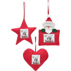 Deknudt Frames Kerstdecoratie S67HC1 - rood - 4,5x6 cm + 2x (4x4 cm)