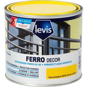 Levis Ferro Decor - Roestwerende Primer & Lak - Hoogglans - Kanariegeel - 0.5L