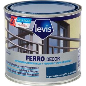 Levis Ferro Decor - Roestwerende Primer & Lak - Hoogglans - Imperiaalblauw - 0.5L