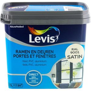 Levis Opfrisverf - Ramen en Deuren Verf - Satin - Ral 9001 - Cream - 0.75L