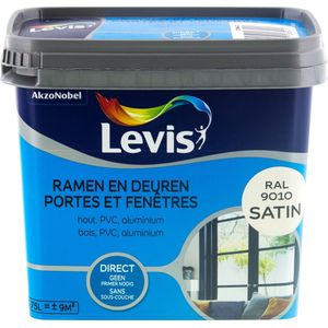 Levis Opfrisverf - Ramen en Deuren Verf - Satin - Ral 9010 - Pure White - 0.75L