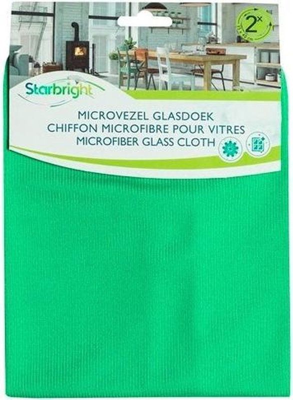 Starbright Microvezel glasdoek 2st 35x40cm blauw Microvezel Starbright Schoonmaakdoek (35.0000cm x cm)