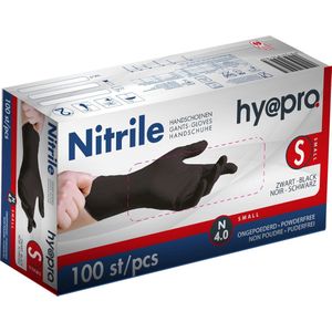 Handschoenen Nitrile poedervrij small, hy@pro black 10 x 100pcs.-regianebeauty.nl