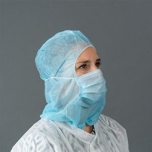 HY@PRO - Non Woven Beschermkap - Blauw - Met Geïntegreerd 2-laags Mondmasker - 50 Stuks
