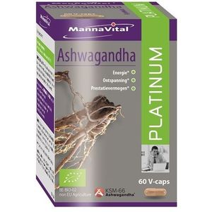 Mannavital Ashwagandha platinum bio 60 Vegetarische capsules