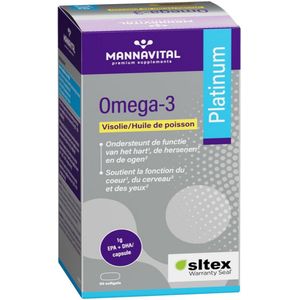 Mannavital - Omega-3 Platinum - Visolie - 250 mg DHA en EPA - 60 Softgels