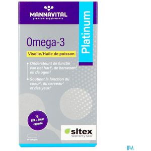 Mannavital - Omega-3 Platinum - Visolie - 250 mg DHA en EPA - 60 Softgels