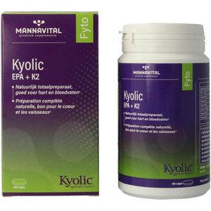 Mannavital Kyolic EPA+K2 Caps 80 - Hart- en Bloedvatondersteuning met Gefermenteerde Knoflook en Omega-3