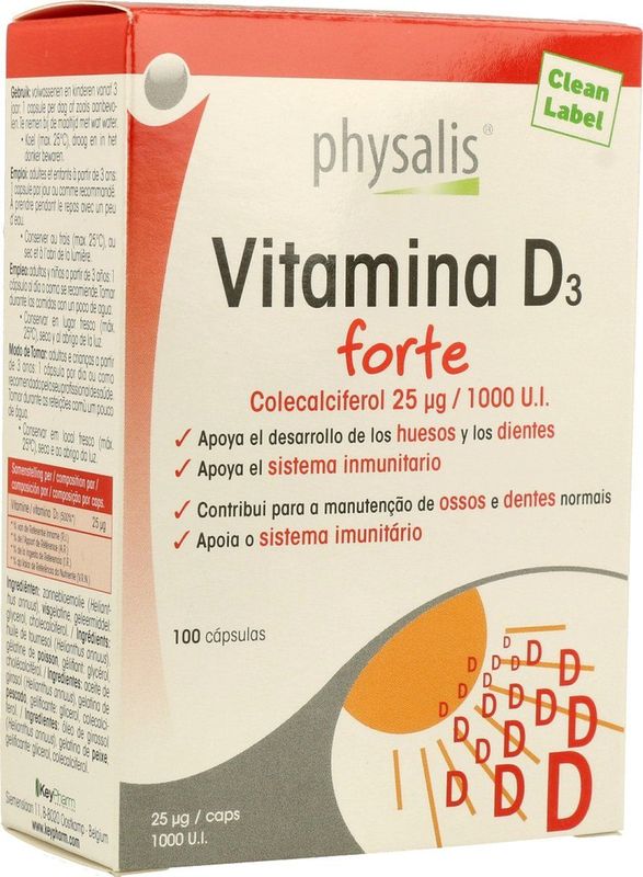 Physalis Vitamine D3 forte 100 capsules