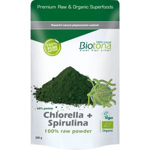 Biotona Chlorella & spirulina raw powder bio 200 gram