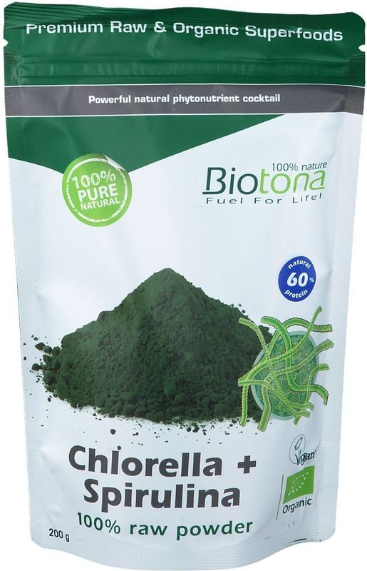 Biotona Chlorella & spirulina raw powder bio 200 gram