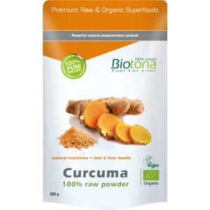 Biotona - Curcuma Raw Powder - 200 Gram - Biologisch - Kurkuma