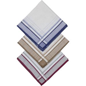 D&L Heren Zakdoeken - Wit met rand - 12 Stuks - Katoen