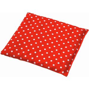 Kersenpitkussen Classico, 24 x 25 cm. Rood met Witte Bollen