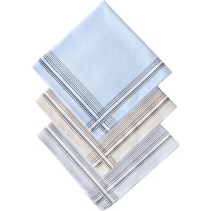 D&L Heren Zakdoeken - Dikkere Kwaliteit - Gestreept - 12 Stuks - Katoen - Gesatineerd