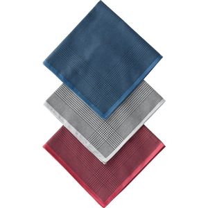 D&L Heren Zakdoeken - Ruitjes Motief met Rand - 12 Stuks - Katoen - Gesatineerd