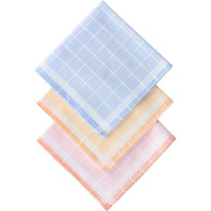 D&L Dames Zakdoeken - Geblokt - 12 Stuks - Katoen - Gesatineerd