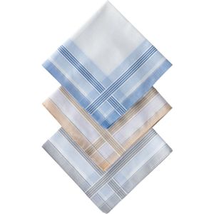 D&L Heren Zakdoeken - Wit met Rand - 12 Stuks - Katoen - Gesatineerd