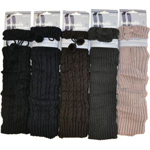 Dames beenwarmers / legwarmer - 6 paar - fantasie ponpon/strik - one size