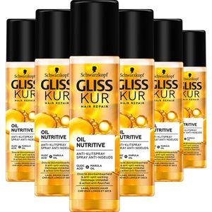 Gliss - Oil Nutritive - Anti-klit Spray - Haarverzorging - Voordeelverpakking - 6 x 200 ml