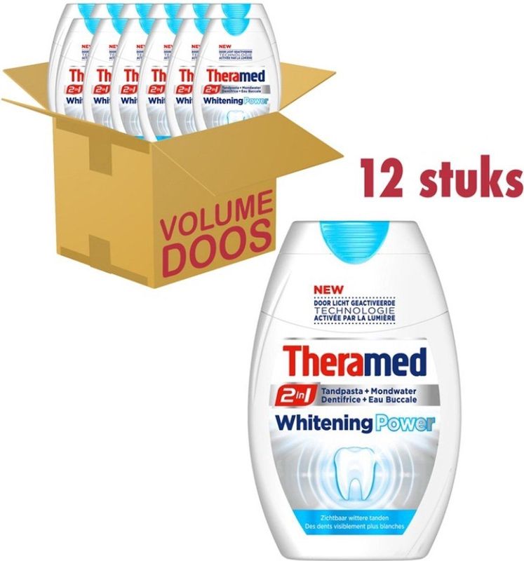 Theramed 2in1 Power Whitening Tandpasta 12x 75 ml - Voordeelverpakking