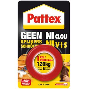 12x Pattex Geen Spijkers & Schroeven Montage Tape Binnen & Buiten 120 kg 1,5 meter