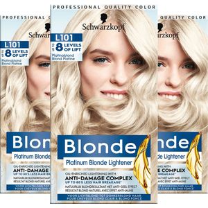 3x Schwarzkopf Platinum Blond Permanente Blondering L101