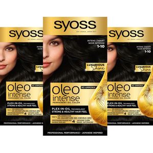 Syoss Oleo Intense - Haarverf - 1-10 Intens Zwart - Voordeelverpakking - 3 Stuks