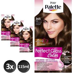 Poly Palette Perfect Gloss 365 Chocolade Haarverf - 3 stuks - Voordeelverpakking