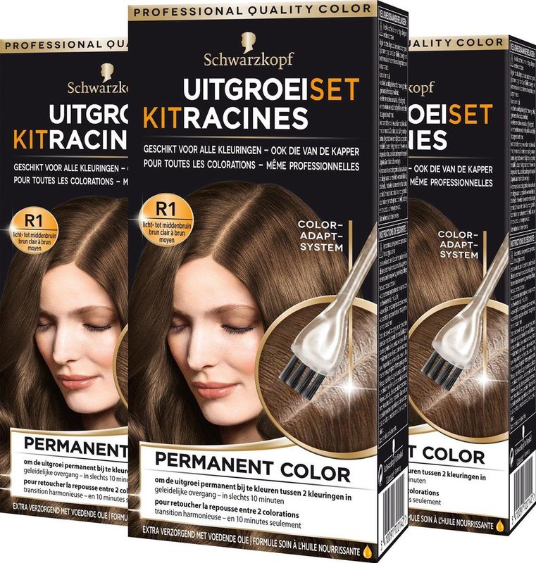 Schwarzkopf - Uitgroeiset - Haarverf - Lichtbruin/Middenbruin - Grijsdekking - Voordeelverpakking - 3 stuks